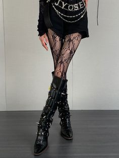 This price is for a pair of tights only, others are not included. Male Steampunk, Pattern Y2k, Steampunk Fashion Female, Steampunk Fashion Male, Gothic Skirts, Black Floral Pattern, Black Fishnets, Detachable Collar, Skirt Socks