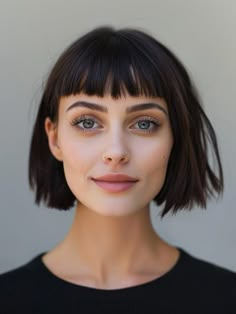 Refresh your style with 20 short hairstyles designed for round faces with bangs. Choose from straight, curly, and layered looks that are both cute and easy. Lob With Short Bangs, Bangs Round Face Short Hair, Red French Bob, Short Hair With Bangs Straight, Round Faces With Bangs, Medium Short Hairstyles, Pinterest Short Hairstyles, Short Hairstyles With Bangs, Pretty Short Hair