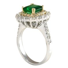 Stamped: 14K Two Tone GoldTotal Ring Weight: 6.5 GramsRing Length: N/ARing Width: N/AGemstone Weight: Total Natural Emerald Weight is 1.83 Carat (Measures: 7.71x7.38 mm)Color: GreenDiamond Weight: Total Natural Diamond Weight is 1.05 CaratColor: F-G, Clarity: VS2-SI1Face Measures: 15.37x14.95 mmSku: [702936W] Gold Diamond Ring, Green Diamond, Gold Diamond Rings, Natural Emerald, Natural Diamonds, Gold Diamond, Two Tone, Diamond Ring, Emerald