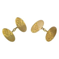 Oval cufflinks measuring app. 3/4 x 3/8 inches, with engraved floral design, fashioned in 18k yellow gold. English 1863. Luxury Elegant Oval Cufflinks, Luxury Engraved Oval Link Jewelry, Luxury Oval Elegant Cufflinks, Luxury Antique Gold Cufflinks, Grandmother Jewelry, Best Places To Shop, European Jewelry, Places To Shop, Chanel Earrings