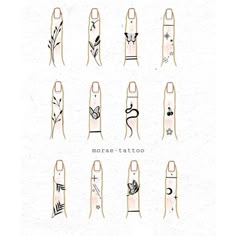 an illustrated drawing of different types of tattoos