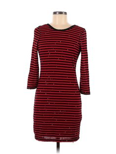 Express Casual Dress Size: Small Red Dresses - used. 59% Polyester, 41% Nylon, Crew Neck, Stripes, Short, 3/4 Sleeve | Express Casual Dress: Red Stripes Dresses - Used - Size Small Red Casual Dress, Red Striped Dress, Red Dresses, Dress Bodycon, Black Dresses Casual, Print Dresses, Dress Red, Casual Dresses For Women, Red Dress