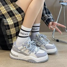 Tavimart White Casual Women Sneakers All-match Korean Fashion Platform Athletic Shoes Round Toe Sport Comfortable Vulcanized Shoes Rope Hair, Custom Made Clothing, Dress Women Elegant, Women Sneakers, Grey Shoes, Prom Party Dresses, Scrunchie Hairstyles, White Casual, Womens Midi Dresses