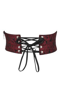 Spice up your wardrobe with the Maroon Brocade Corset Inspired Belt! Sexy and stylish, this corset offers practicality and maximum comfort in a gorgeous silhouette. Perfect for adding a daring new piece to your collection, this classic style will flatter any figure. Upgrade your style with this timeless piece today! Style: Corset Style Belt Collection: Steampunk Fashion Design Features: Side Zipper Opening Colour: Red and Black Fabric Outer: 100% Brocade Polyester Gothic Fitted Corset With Hook And Eye Closure, Party Underbust Corset Belt With Medium Bust Support, Elegant Red Corset Belt For Party, Underbust Corset For Night Out, Elegant Fitted Corset Belt For Costume Party, Fitted Corset Belt With Medium Bust Support For Party, Fitted Corset Belt With Boning For Night Out, Fitted Corset With Hook And Eye Closure, Elegant Red Fitted Corset Belt