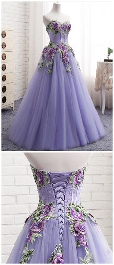 Purple Evening Dress New Design Off Shoulder Purple Off The Shoulder Prom Dress, Corset Purple Prom Dress, Fairy Corset Prom Dress, Flowery Purple Prom Dress, Elegant Purple Gown, Purple Rose Dress, Purple Prom Dress Flowers, Purple Princess Dress Fairytale, Floral Dress Fancy