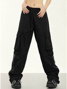 Season : Spring/Summer Model Number : ZZC03098 Pant Style : Wide Leg Pants Front Style : Flat Waist Type : HIGH Pattern Type : Solid Decoration : Pockets,Fake Zippers Closure Type : Elastic Waist Fabric Type : Broadcloth Fit Type : LOOSE Style : Streetwear Length : Full Length Material : COTTON,Polyester Gender : WOMEN Brand Name : ZOKI Elasticity : Medium Strecth Hip Hop Women, Women Cargo Pants, Plaid Pullover, Streetwear Hip Hop, Pants Women Fashion, Style Cargo, Safari Style, Prom Dress Shopping, Chic Casual