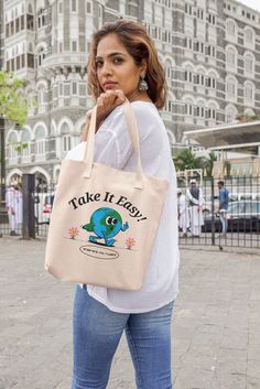 "15.75\"h x 15.25\"w, handle length of 21.5\" 100% cotton sheeting Lightweight and compact" Eco-friendly Large Capacity Canvas Bag For On-the-go, Eco-friendly Everyday Shoulder Bag, Eco-friendly Tote Shoulder Bag For Everyday, Everyday Eco-friendly Tote Shoulder Bag, Large Eco-friendly Bag For Everyday Use, Eco-friendly Daily Tote Shoulder Bag, Large Eco-friendly Everyday Bag, Beige Recyclable Bags For Daily Use, Eco-friendly White Canvas Bag For On-the-go