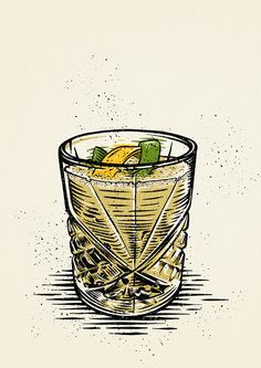 Cocktails on Behance Tattoo Bar, Photo Wall Gallery, Cocktail Book, Sketch Inspiration, Negroni, Mini Bar, Linoleum