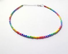 The Golden Palm Adjustable Rainbow Beaded Choker Necklaces, Trendy Colorful Necklace With Adjustable Chain, Adjustable Rainbow Necklace For Summer, Summer Adjustable Rainbow Necklace, Multicolor Adjustable Jewelry For Summer, Colorful Adjustable Necklace For Summer, Trendy Rainbow Necklaces With Tiny Beads, Trendy Multicolor Adjustable Jewelry, Trendy Multicolor Choker For Gift