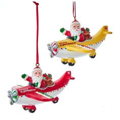 Kurt Adler 3.7 Santa in Airplane Ornament (Assorted Colors) Airplane Ornaments, Whimsical Ornaments, Flight Plan, In Airplane, Airplane Design, Pilot Gifts, High Tech Gadgets, Christmas Gift Card, Kurt Adler