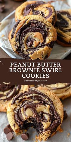 peanut butter brownie swirl cookies with chocolate chips