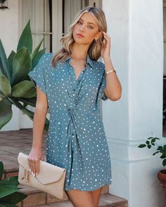 Check out this product 😍 Manika Spotted Button Down Shirt Dress - Slate Blue 😍 starting at $62.00. Simple Bangle, Button Down Shirt Dress, Vintage Denim Jacket, Cz Pendant, Best Dressed, Slate Blue, Vintage Denim, Compass, Button Downs