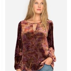 Love Johnny Was Venetian Deep V Keyhole Blouse Long Sleeve Rayon Silk Blouse Bin 10 Purple Blouse For Fall, Purple V-neck Bohemian Blouse, Purple Bohemian Blouse For Fall, Bohemian Purple Blouse For Fall, Deep V Blouse, Keyhole Blouse, Silk Blouses, Blouse Long Sleeve, Peasant Tops