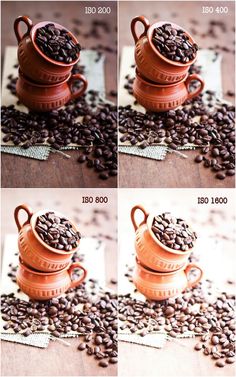 four pictures showing different stages of how to make coffee beans in an old fashioned teapot