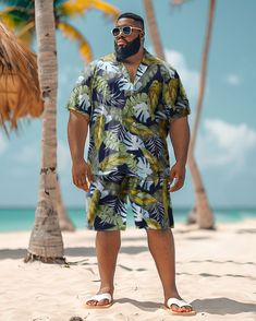 This Hawaiian Shirt Shorts Set is suitable for all kinds of casual occasions, such as vacations, beach parties, summer picnics and so on. You can pair it with a pair of sandals or sneakers for a trendy look. Whether you are on vacation or in daily life, this set will bring you a comfortable and stylish wearing experience. Casual suit: Casual men's short-sleeved shirt suit focuses more on comfort and leisure. It usually consists of a light, short-sleeved shirt worn with jeans or slacks. This set Types Of Suits, Hawaiian Floral Print, Dog Suit, Summer Picnics, Suit Casual, Big Men Fashion, Beach Parties, Floral Print Shirt, Mens Short Sleeve Shirt