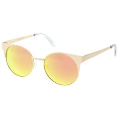 Premium Metal Cat Eye Sunglasses With Round Colored Mirror Flat Lens 5 - sunglass.la Colored Mirror, Metal Cat, English Style