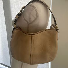 Coach - Beige Leather Handbag. Brand New No Tags. Has 2 Very Small Blemishes Due To Storage. Comes With Dust Bag. Never Used. Classic Beige Hobo Bag With Removable Pouch, Beige Leather Handheld Hobo Bag, Classic Cream Hobo Bag, Leather Shoulder Bag With Gold-tone Hardware For Errands, Leather Bags With Gold-tone Hardware For Errands, Beige Soft Leather Handheld Hobo Bag, Handheld Beige Leather Hobo Bag, Coach Hobo Shoulder Bag With Gold-tone Hardware, Coach Leather Hobo Bag With Gold-tone Hardware