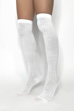 Schools out with the classic light weight over the knee socks. Take your oxfords to a new level with Penelope Ribbed Socks, Sock Outfits, Over The Knee Socks, Knee Socks, Over The Knee, The Knee, Oxford, Socks, White