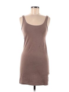 H&M Casual Dress Size: Medium Brown Dresses - used. 95% COTTON, 5% ELASTANE, Mini, Scoop Neck, Short, Sleeveless | H&M Casual Dress: Brown Dresses - Size Medium Casual Bodycon Tank Dress, Brown Sleeveless Cotton Mini Dress, Sleeveless Bodycon Mini Dress For Daywear, Fitted Cotton Tank Top By H&m, H&m Sleeveless Tank Top For Spring, Fitted Cotton H&m Tank Top, H&m Cotton Fitted Tank Top, H&m Sleeveless Mini Dress Casual, Stretch Summer Dresses By H&m