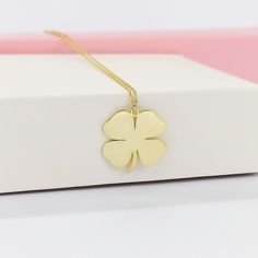 14k Gold Four Leaf Clover Necklace For Women, Lucky Clover Pendant Gold, Clover Jewelry, Gift For Her  🔎 Material: in 925 sterling silver and 14k solid gold ⛓️📏 Chain length: 17.7 inches (45cm), 19.6 inches (50cm), 21,6 inches (55cm) ⛓️ Chain Style: Cable 🎨 Color: rose, silver, gold 🔖 You can choose your preferences from the options ✈️ Ships in 48 hours 🎁 We send it in a wonderful presentation in a wood gift box, certificate, wiping cloth, cute carrying case. ↘️ Click the link below for sim Custom Gold Sterling Silver Necklace With Polished Finish, Formal Sterling Silver Charm Necklace, Tarnish Resistant, Sterling Silver Pendant Necklace, Tarnish Resistant, Gold Polished Sterling Silver Necklaces, Gold Sterling Silver Necklace With Polished Finish, Yellow Gold Sterling Silver Charm Pendant Necklace, Yellow Gold Sterling Silver Pendant Charm Necklace, Custom Yellow Gold Sterling Silver Necklace, Tarnish Resistant, Custom Yellow Gold Pendant Necklace In Sterling Silver