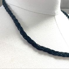 Braided Genuine Leather Black Necklace, Wrap Bracelet, Or Headband. Multiple Uses ! Brand New Never Worn! Lobster Clasp Perfect Beach Jewelry!! Adjustable Total Length - 17” Black Adjustable Necklace For Everyday Use, Adjustable Black Necklace For Everyday Use, Classic Black Braided Jewelry, Elegant Black Necklace For Everyday Use, Everyday Black Jewelry With Lobster Clasp, Everyday Silver Jewelry With Black Band, Elegant Everyday Jewelry With Black Band, Adjustable Single Strand Black Choker, Adjustable Black Single Strand Choker