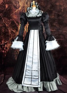 Black Anime GOSICK Victorique De Blois Cosplay Dress Fitted Anime Print Costume For Fantasy Events, Fitted Gothic Costume For Cosplay Events, Black Fantasy Costume With Anime Print, Fitted Gothic Costume For Cosplay, Gothic Fitted Costume For Cosplay, Gothic Anime Print Costume For Costume Party, Gothic Halloween Costume With Anime Print, Gothic Long Sleeve Cosplay Costume For Costume Party, Black Gothic Cosplay Costume