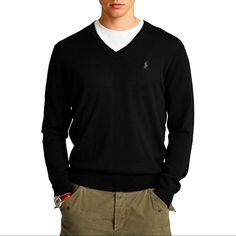 Polo Ralph Lauren Mens Merino Wool V-Neck Sweater Sz Small Polo Black This Wear-Anywhere V-Neck With Signature Embroidered Logo Is Crafted With Fine Merino Wool For A Luxurious Fit. V-Neck Long Sleeves Pullover Style Ribbed Trim Merino Wool Machine Wash Imported Open To Reasonable Offers Elegant Black V-neck Sweater For Work, Fitted V-neck Sweater For Formal Occasions, Formal Fitted V-neck Sweater, Casual Black V-neck Sweater, Classic Formal V-neck Long Sleeve Sweater, Classic V-neck Sweater, Classic Black V-neck Sweater, Black V-neck Sweater For Fall, Classic Black V-neck Sweater For Fall