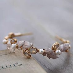 Opal Crystal Wedding Tiara Bridal Hair Crown Freshwater Pearls Jewelry Women Hairband Gold Color Rose Gold Hair Accessories, Vine Headband, Elegant Headband, Tiara Headpieces, Pearl Bridal Headband, Wedding Hairband, Wedding Hair Headband, Pearl Tiara, Bride Headband