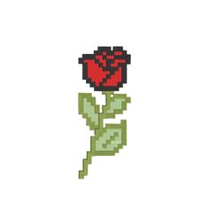 a cross stitch rose is shown in the shape of a pixel art style embroidery pattern