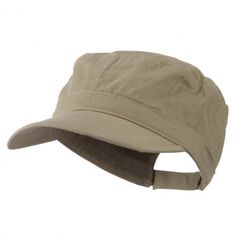 Adjustable Cotton Military Cap - Khaki Adjustable Solid Flat Cap, Solid Color One-size Flat Cap, Adjustable Solid Baseball Cap With Short Brim, Casual Adjustable Brimmed Fitted Hat, Adjustable Visor Baseball Cap For Outdoor, Adjustable Outdoor Visor Cap, Military Style Adjustable Baseball Cap With Short Brim, Adjustable Visor Fitted Hat For Outdoor, Solid Color Brimmed Baseball Cap For Outdoor