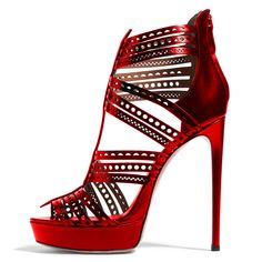 Step out in style with these stunning Red Geometry Pattern Hollow out Stiletto Heel Platform Sandals. The unique design and vibrant color will make you stand out from the crowd. Color: Red Heel Type: Stiletto heel Heel height: 5.9" / 150 mm approx Platform height: 1.18" / 30 mm approx Product measurements were taken using size 8. Please note that measurements may vary by size. Toe: Open toe Geometry pattern cutout design. Handcrafted US sizing. Fits true to size. Ladies High Heel Shoes, Pencil Heels, Club Music, Custom Boots, Geometry Pattern, Beautiful Heels, Fancy Shoes, Favorite Boots, Loafers Shoes