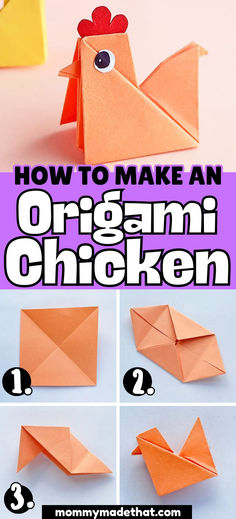 how to make an origami chicken step by step instructions for kids and adults