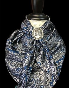 "This paisley jacquard silk scarf is made from 100% silk 12mm and available in 34.5\" Scarf Slides are sold separately." Formal Silk Scarf With Paisley Print, Formal Paisley Print Silk Scarf, Elegant Blue Paisley Print Scarves, Elegant Paisley Print Silk Shawl, Scarf Slides, Wild Rags, Saddle Blanket, Scarf Rings, Wild Rag