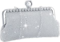 Sparkling Silver Party Clutch, Formal Silver Clutch With Rhinestones, Formal Silver Sparkling Clutch, Silver Clutch With Rhinestones For Formal Occasions, Silver Sparkling Crystal Evening Bag, Elegant Silver Clutch For Prom, Glamorous Silver Sparkling Clutch, Silver Sparkling Evening Bag, Silver Sparkling Evening Clutch