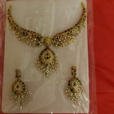 Costume Jewellery, Very Well Made,Constructed Ganga Jamuna Necklace Gold, Ganga Jamuna Gold Necklace, Multicolor Necklaces For Formal Festivals, Beaded Bridal Jewelry, Green Pearl Necklace, Light Blue Necklace, Uncut Diamond Necklace, Indian Designs, Lucky Brand Necklace