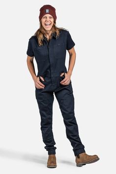 Womens Short Sleeve Hadley Coveralls | Dovetail Workwear Coveralls Women Fashion, Faye Hadley, Coverall Outfit Women, Draw Outfits, Tomboy Chic Outfits, Denim Coverall, Headshot Ideas, Tomboy Chic, Canvas Pants