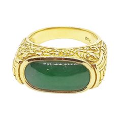 Jade 5.16 carats Ring set in 18 Karat Gold Settings Width: 2.2 cm Length: 1.1 cm Ring Size: 59 Total Weight: 17.5 grams "We first opened doors in 1980 when it was then situated in the vicinity of the Victory Monument; a small and modest storefront with a couple of counters. From its humble beginnings to where it stands today, our company has proven its abilities as a jeweler. Since the beginning, we have been supplying fine quality pieces to dealers, wholesalers and customers worldwide. From the Number Meanings, Gold Ring Sets, 18k Gold Ring, Jade Ring, Angel Number, Ring Set, Ring Sets, Gold Ring, Jade