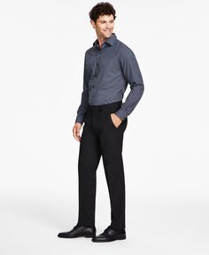 in stock Slim Fit Full Length Semi-formal Pants, Semi-formal Slim Fit Tapered Dress Pants, Black 4-way Stretch Ankle-length Dress Pants, Semi-formal Slim Fit Wool Pants, Cheap Full-length Men's Dress Pants, Formal Pants, Navy Blue Suit, Suit Separates, Black Dress Pants