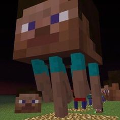 an image of some people standing in the middle of a minecraft field at night