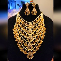 5 Layer Necklace Set Layered Necklace Set, Layer Necklace, Bridal Gold Jewellery, Gold Jewelry Fashion, Gold Jewellery, Layered Necklaces, Necklace Set, Gold Jewelry, Fashion Jewelry