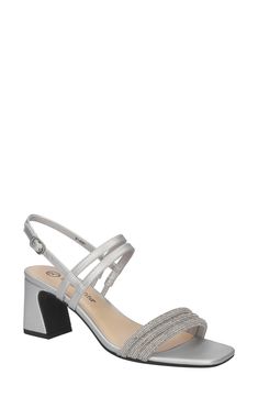 Sparkling rhinestones add a dose of glam to a slingback sandal framed by an angular square toe and covered block heel. 2 1/4" heel Adjustable slingback strap with buckle closure Cushioned footbed Synthetic upper, lining and sole Imported Silver Slingback Sandals With Block Heel For Spring, Sparkling Sandals For Spring Formal Events, Sparkling Formal Sandals For Spring, Formal Sparkling Sandals For Spring, Spring Formal Sparkling Sandals, Evening Slingback Block Heels With Stacked Heel, Evening Slingback Block Heels, Glamorous Open Toe Slingback Sandals For Evening, Slingback Block Heels With Stacked Heel For Evening