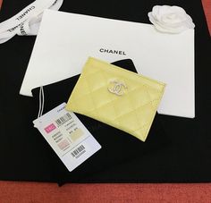 Size: Standard Size It comes with Dust box, Care manual, Tag, and Paper bag. Chanel Wallet Cheap White, Rectangular Yellow Wallets For Everyday Use, Vintage Chanel Wallet, Yellow Rectangular Everyday Wallet, Luxury Yellow Rectangular Wallet, Chanel Wallet, Paper Bag, Wellness Design, Chanel