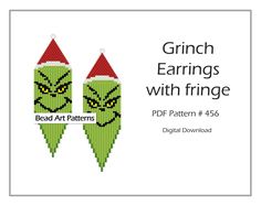 two crochet christmas stockings with faces on them and the words gringings with fringe