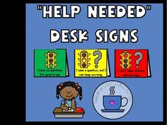 Use these handy desk signs to quickly and easily spot students who need help during independent learning time. Help Needed, Student Desks, Desk Sign, Learning Time, Desk, Signs