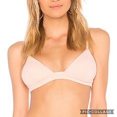 New With Tags Kopper & Zink Tios Textured Bikini Top Color Is Blossom Size Medium Pink Underwire Summer Top, Underwire Summer Beach Tops, Summer Vacation Bra With Triangle Top, Summer Bra For Beach Season Vacation, Spring Beachwear Fitted Bra, Fitted Sleeveless Bra For The Beach, Summer Beachwear Bra For Sunbathing, Beachwear Bra For Poolside Summer, Summer Beachwear Bra For Poolside