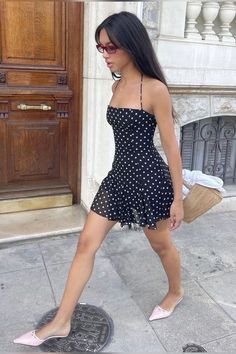 Flirty Polka Dot Mini Dress For Summer, Polka Dot Mini Dress For The Beach, Fitted Polka Dot Mini Dress For Beach, Chic Polka Dot Mini Dress For Summer, Sleeveless Polka Dot Mini Dress For Day Out, Polka Dot Fitted Sundress, Fitted Polka Dot Sundress, Chic Polka Dot Mini Dress For Day Out, Polka Dot Sleeveless Mini Dress For Date Night