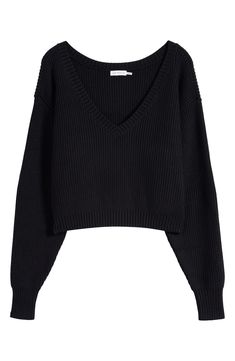 Knit with a deep V-neckline that can easily be worn off the shoulder, this warming ribbed sweater features an on-trend slouchy fit that'll keep you cozy and cute. V-neck Long sleeves Ribbed cuffs and hem 48% viscose, 28% polyester, 24% nylon Dry clean or hand wash, dry flat Imported Black Owned/Founded American Cozy, Favorite Daughter, Maternity Shops, Designer Clothes For Men, Modern Outfits, Good American, Toddler Girl Outfits, Ribbed Sweater, Women's Summer Fashion