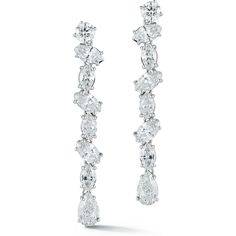 Sofer Jewelry - Multi-shaped Diamond Linear Drop Earrings in 18K White Gold Diamond Earrings Design, Luxury Experience, Dangler Earrings, Earrings Design, Tennis Necklace, Marquise Diamond, Diamond Drop Earrings, Pear Diamond, Pear Shaped Diamond