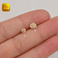 Metal: 14k solid gold, Available Gold color: Yellow gold  Guaranteed Authentic: 14k Solid Gold，Not Gold Plated or Gold Filled Thickness:0.82mm (20G) Stamp:14k ★Every ear is different, the length of backings that most suitable for your ear will depend on your ear thickness ★Titanium is a very safe metal, so we don't plate it, in order to avoid some people are allergic to the plating material. NOTE The item combined by 14k solid gold and implant grade titanium push in back,  packed in a beautiful Jewelry Box   SHIPPING ADDRESS All the orders will ship to the supplied address through your Etsy Order, Please leave your phone number,will give to carrier for safe deliver. We will not send and replacement parcels due to incomplete or inaccurate address.  PACKING ●Can be Gift packed including Jewe Minimalist 14k Rose Gold Earrings, 14k Rose Gold Cartilage Earrings With Matching Set, Delicate 14k Rose Gold Earrings, Delicate 14k Gold Cartilage Earrings, 14k Rose Gold Flower Earrings, Rose Gold Flower Earrings In 14k Gold, Hypoallergenic Rose Gold 14k Earrings, Hypoallergenic 14k Rose Gold Earrings, Rose Gold 14k Flower Earrings For Anniversary