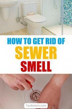 a person is washing their hands in a sink with the words how to get rid of sewer smell